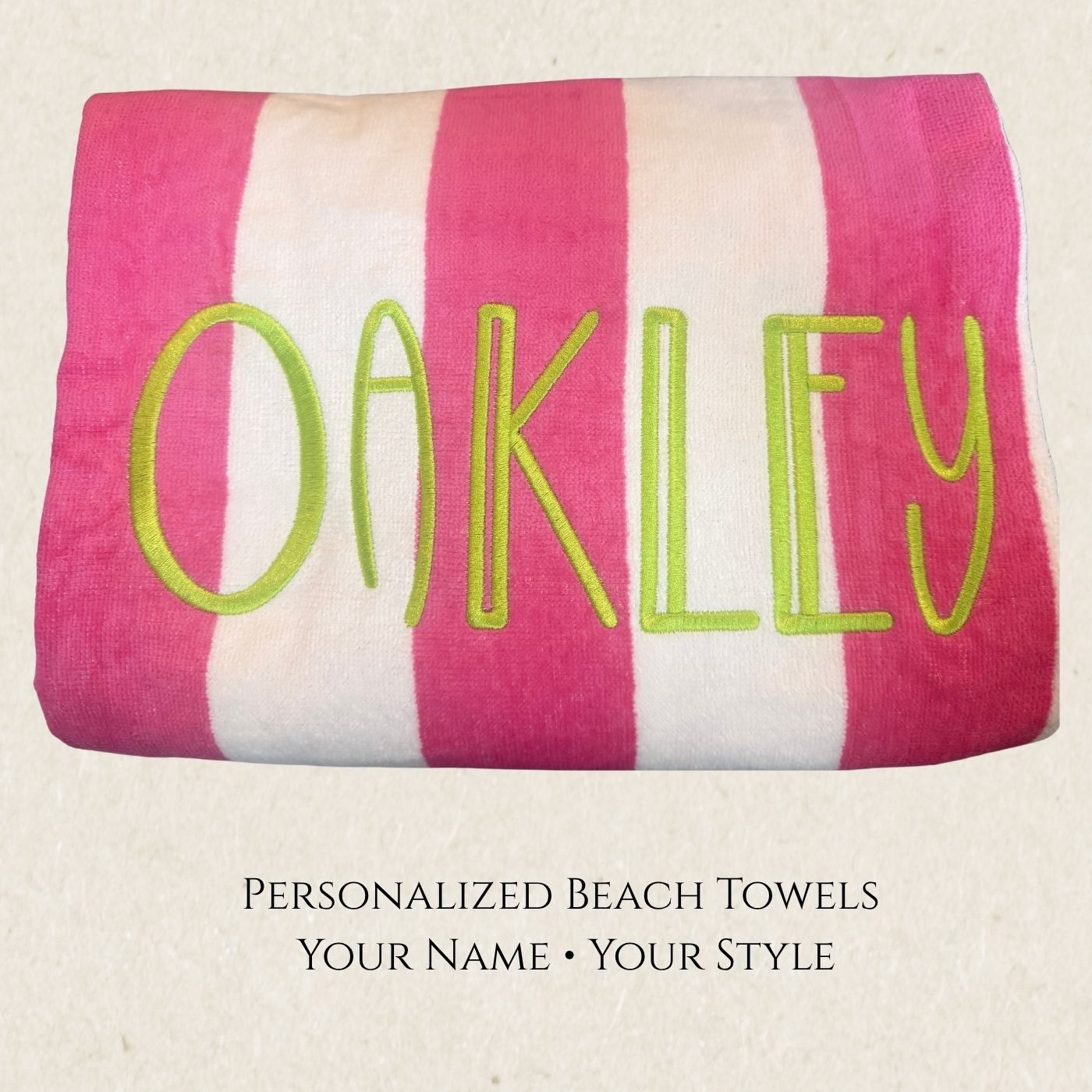 Personalized Cabana Stripe Beach Towels