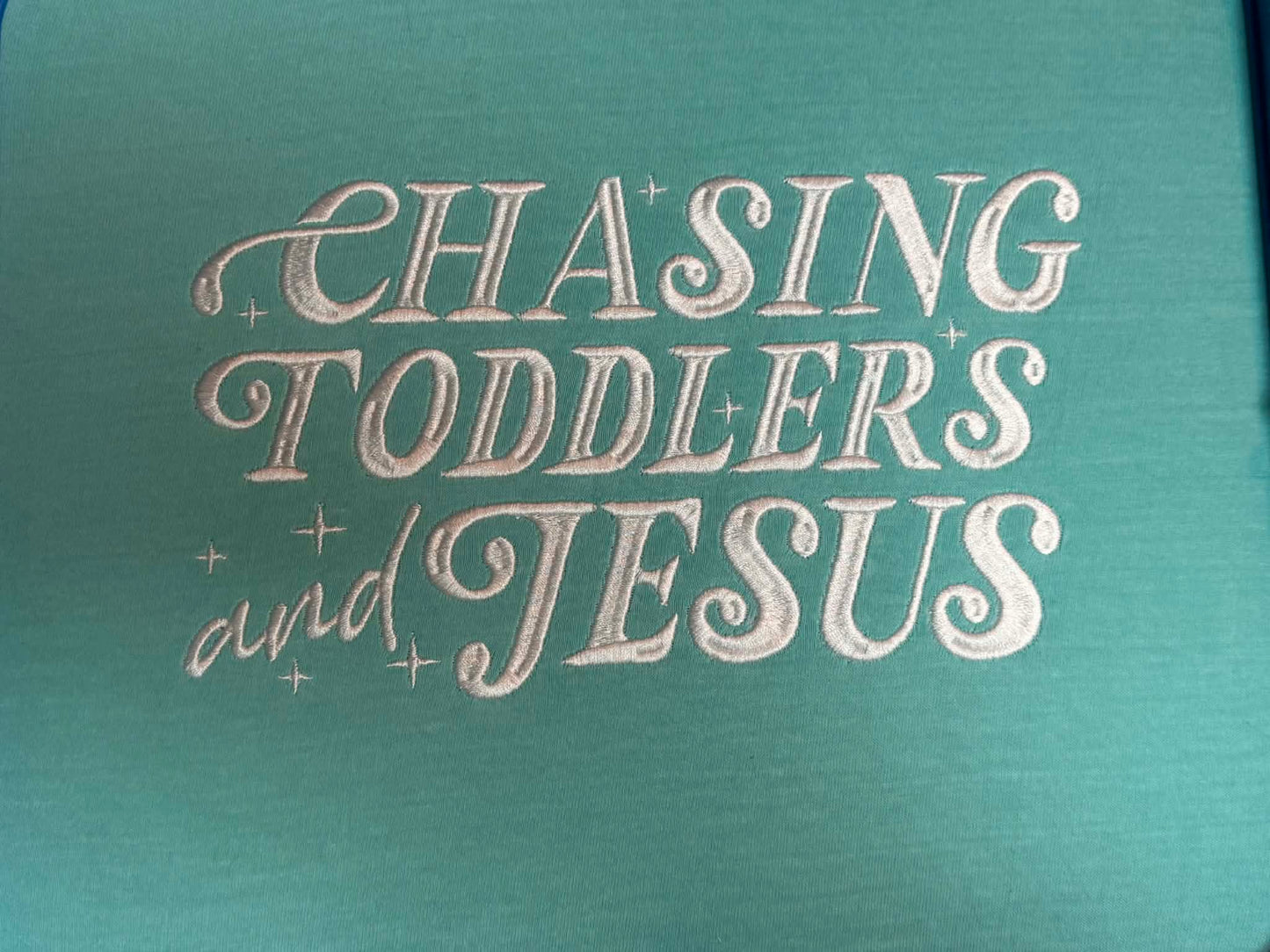 Chasing Toddlers and Jesus Embroidered Shirt ✨💙