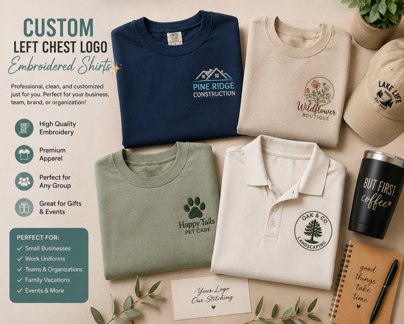 ✨ Custom Left Chest Logo Embroidered Shirts ✨