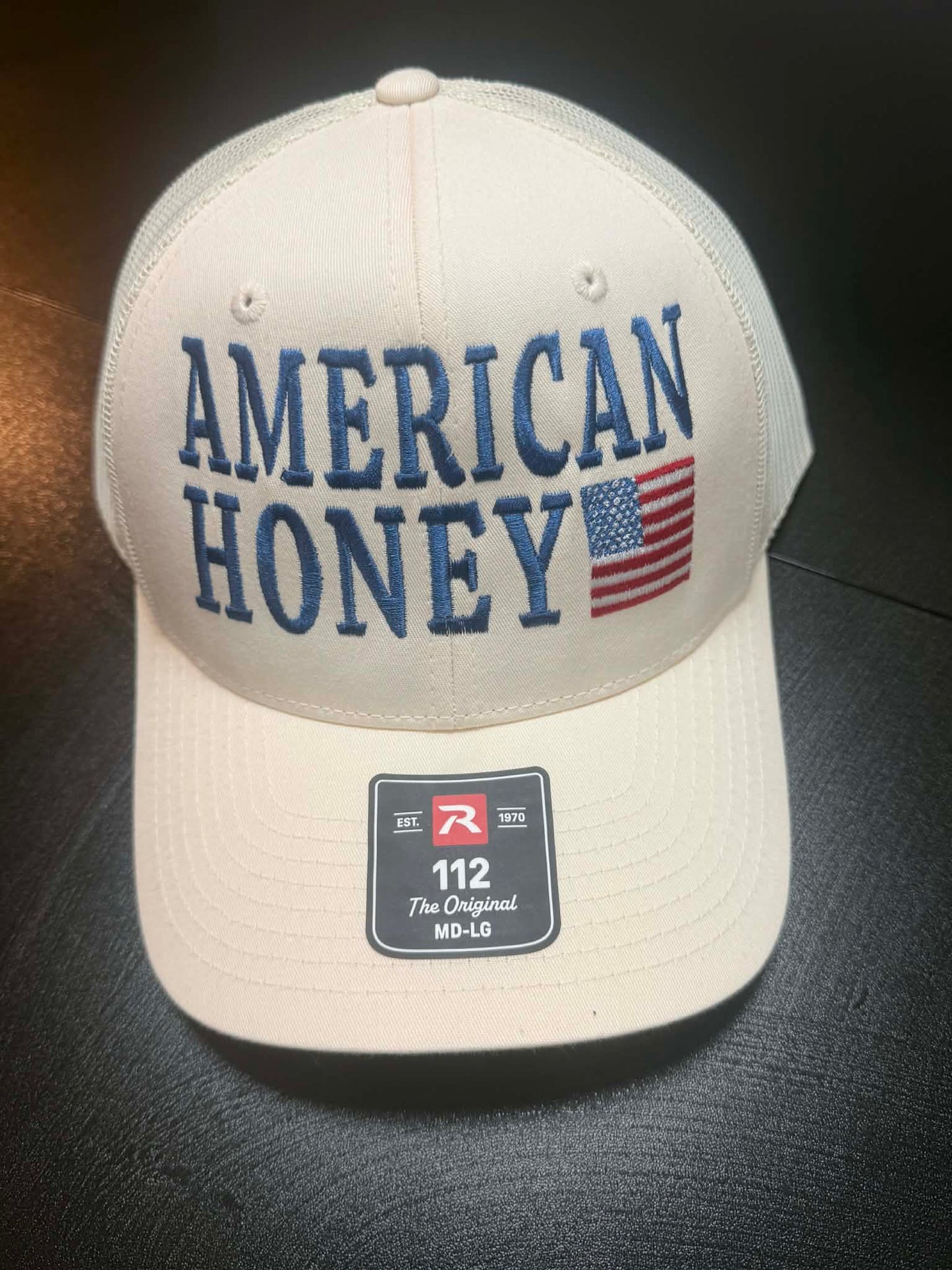 “American Honey” Embroidered Trucker Hat🍯❤️🤍💙