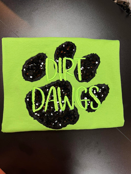 💚 Dirt Dawgs Sequin Paw Appliqué Sweatshirt 🐾