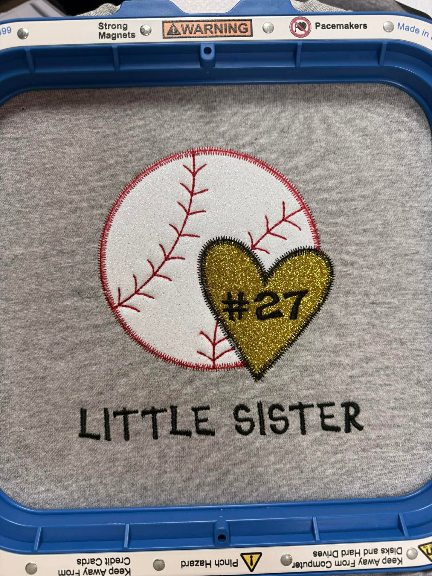 Kids Glitter Appliqué Baseball “Little Sister” T-Shirt ⚾✨