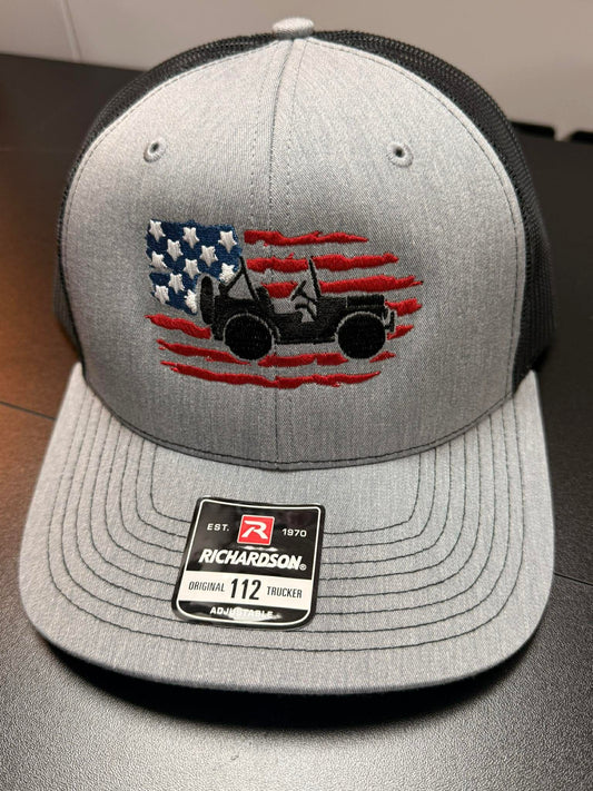 Patriotic Jeep Embroidered Richardson 112 Trucker Hat 🚙
