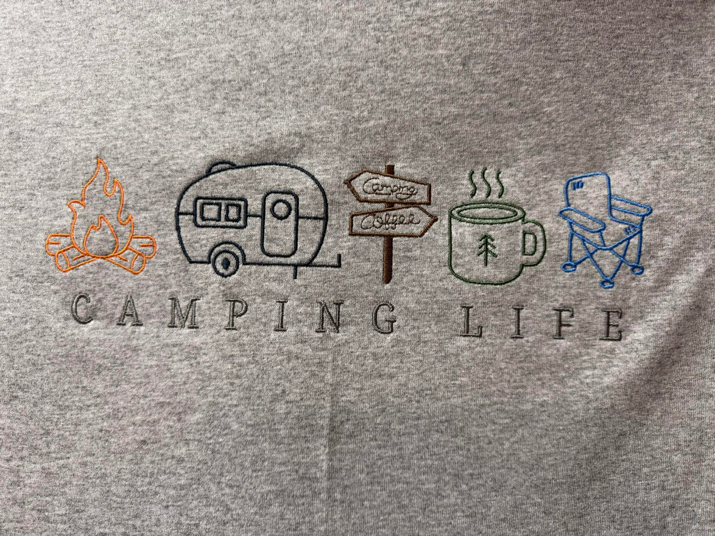 “Camping Life” Embroidered T-Shirt 🏕️