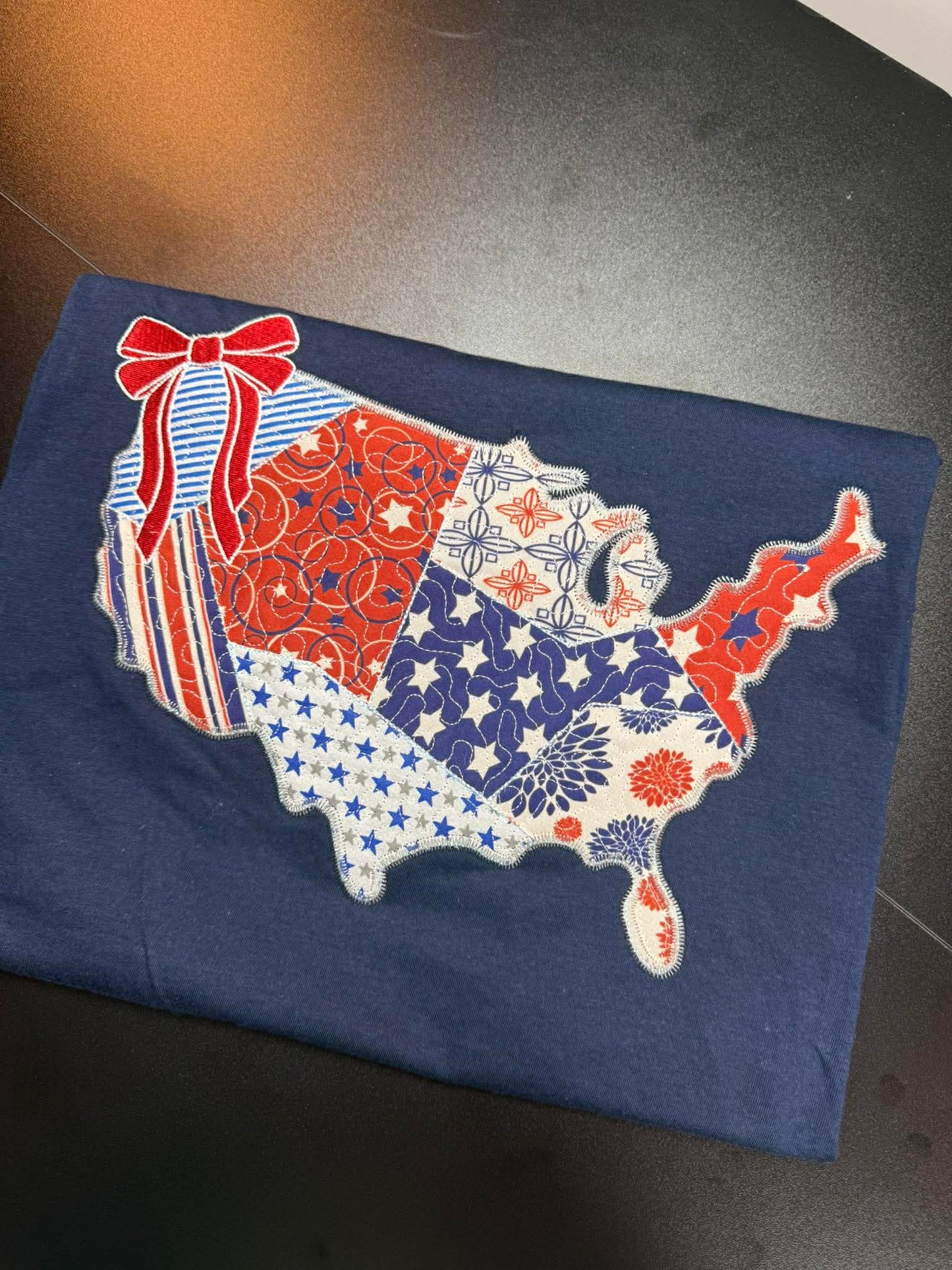 Patriotic Patchwork USA Appliqué T-Shirt