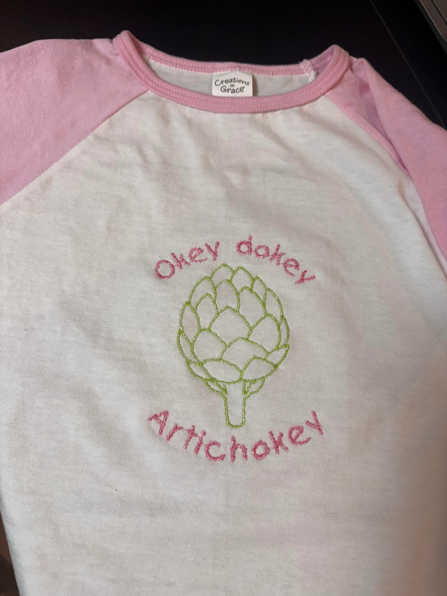 🌸 Okey Dokey Artichokey Embroidered Kids Tee 🌸