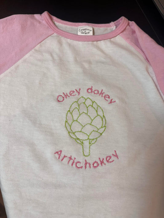 🌸 Okey Dokey Artichokey Embroidered Kids Tee 🌸