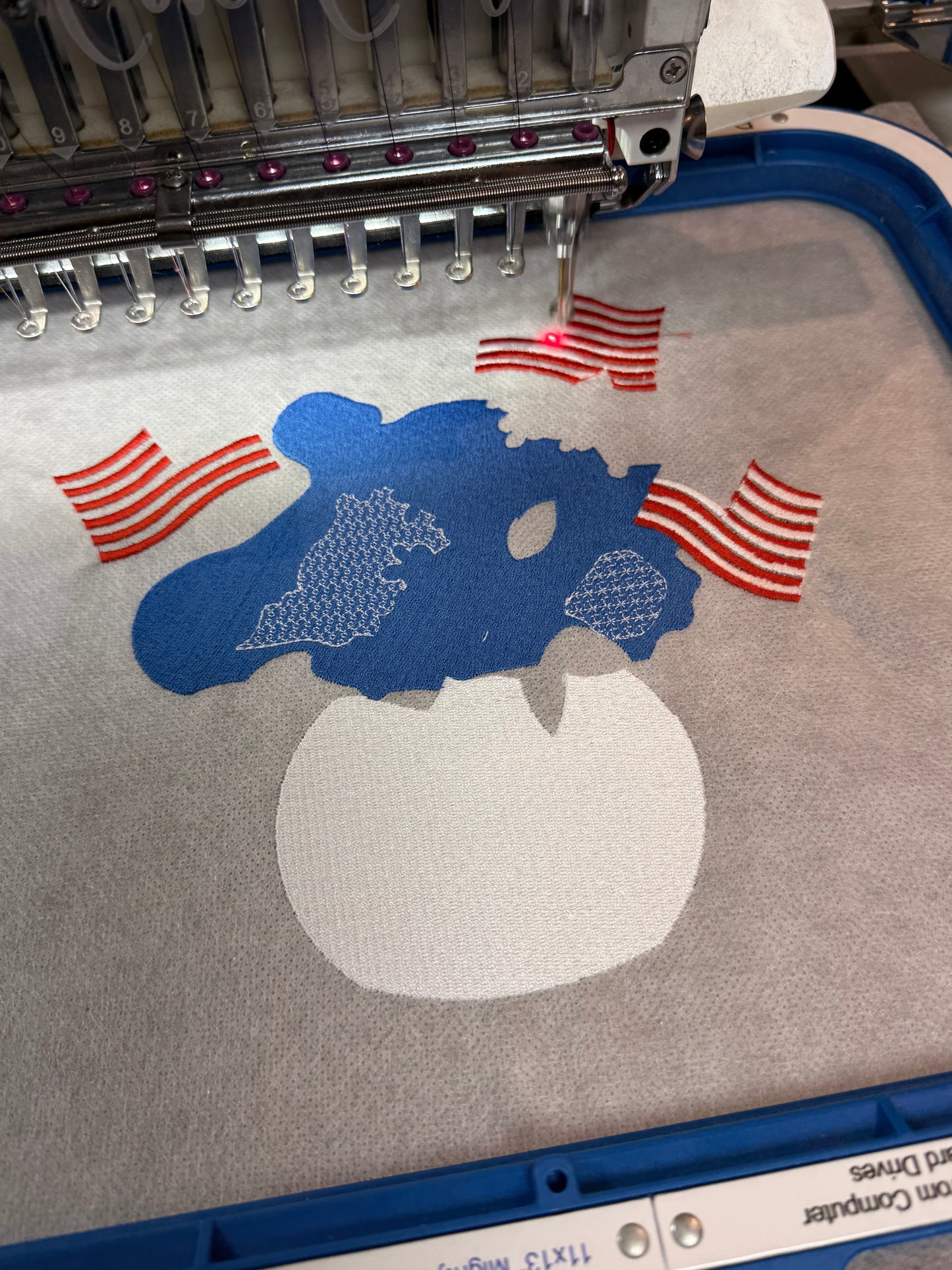 Patriotic Floral Vase Embroidered Design | Americana Hydrangea Apparel ❤️🤍💙