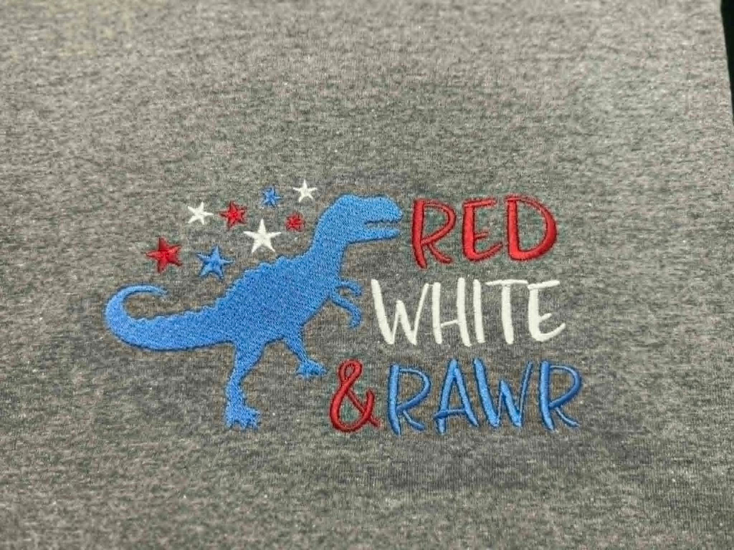 “Red, White & Rawr” Kids Embroidered T-Shirt 🦖