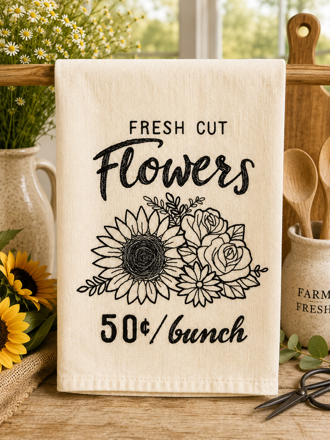 Farmhouse Market Flour Sack Kitchen Towel 🍓🌻🍯