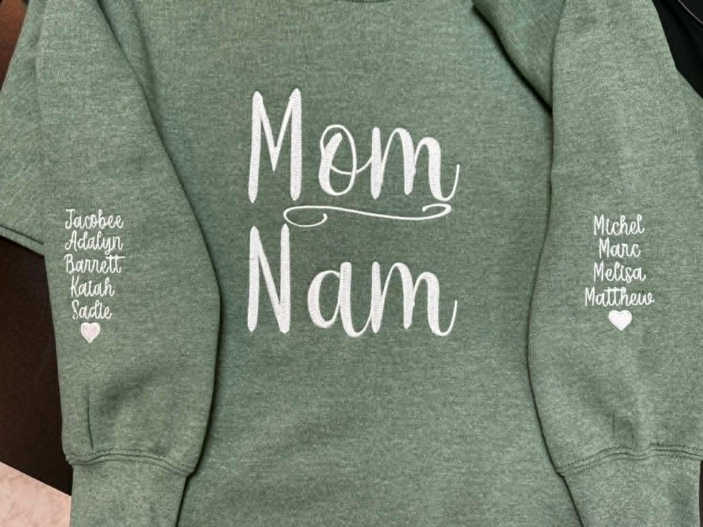 “Mom / Nam/ Gram” Personalized Sleeve Sweatshirt 💗