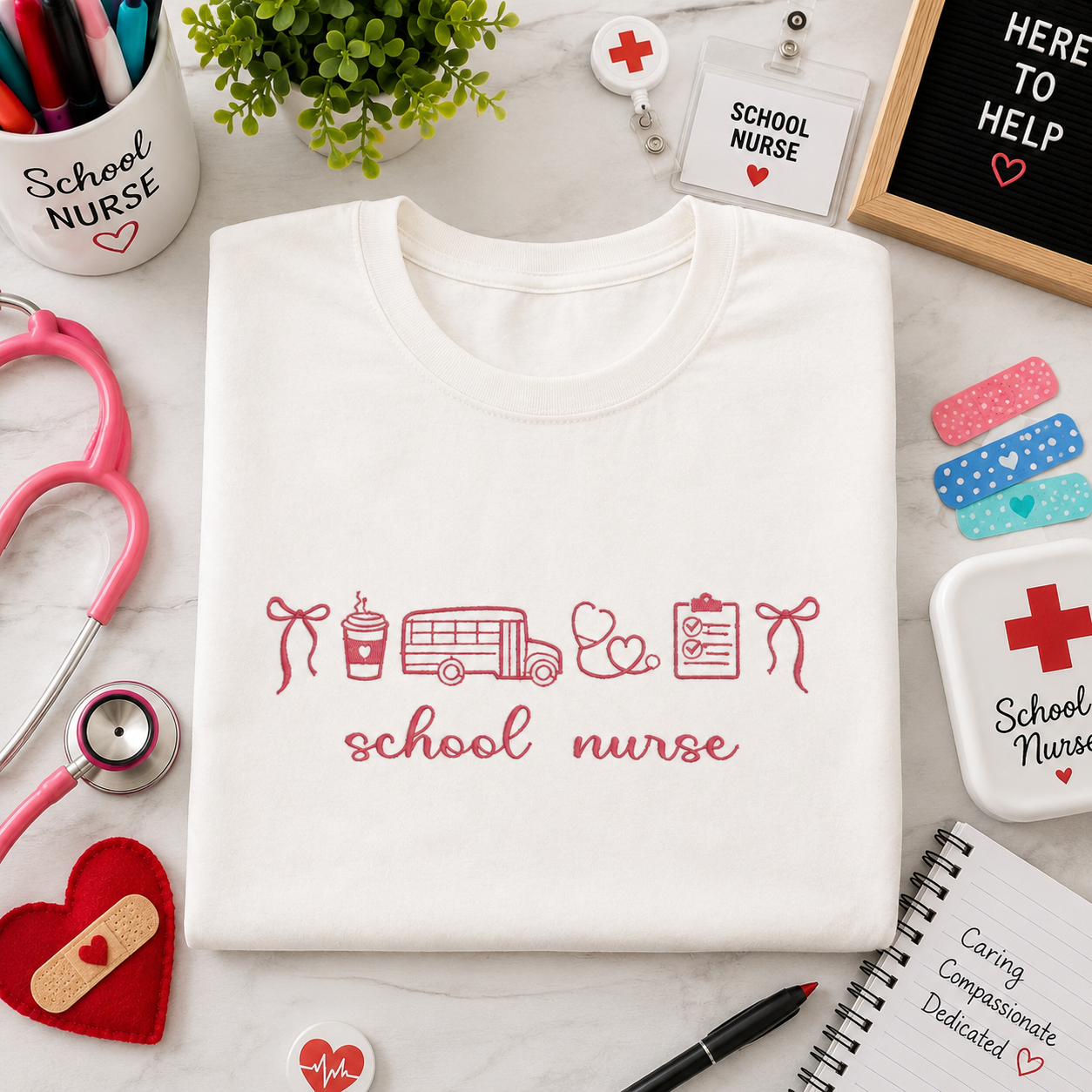 🩺 School Nurse Embroidered Shirt