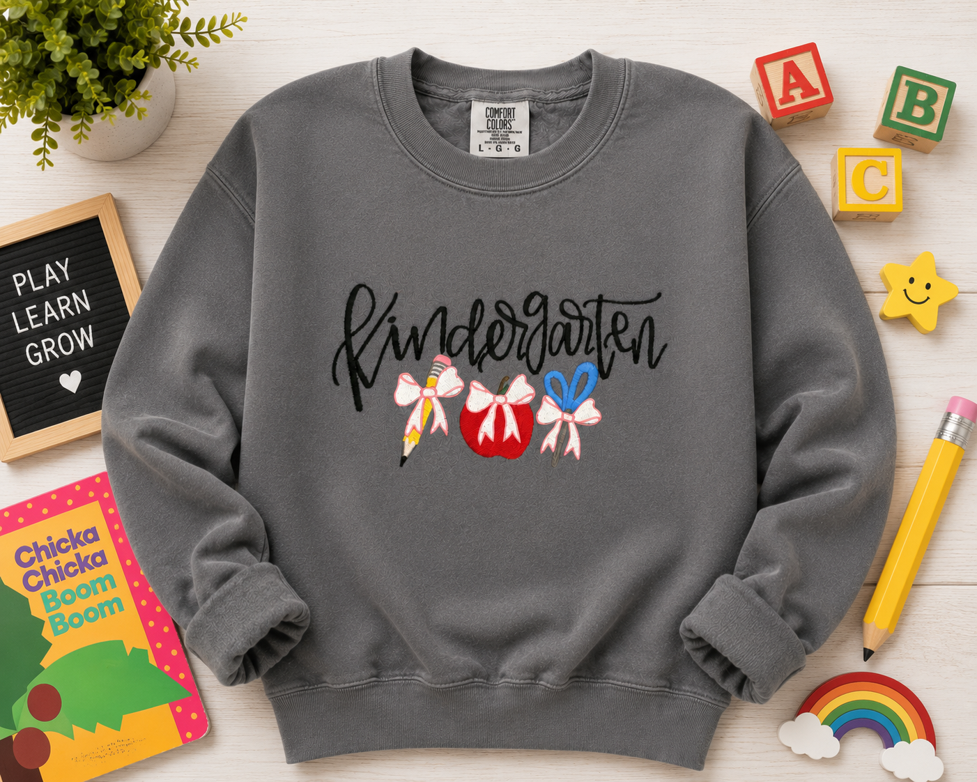 🍎 Kindergarten Embroidered Shirt ✏️📚