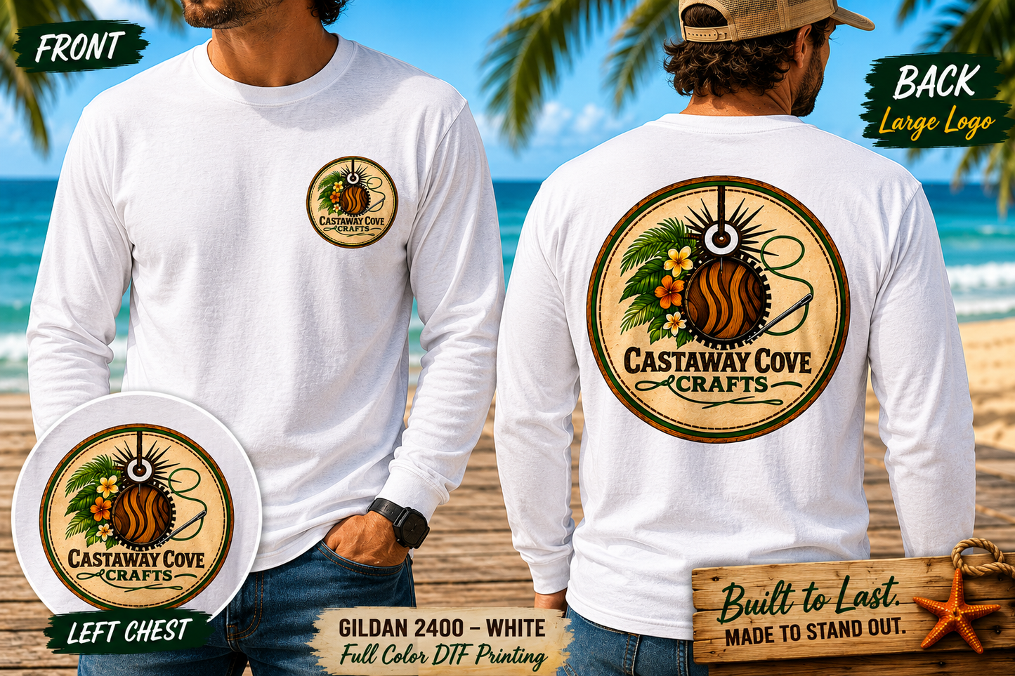 🖨️ Custom DTF Printed Long Sleeve T-Shirts| Full Color Business & Logo Apparel