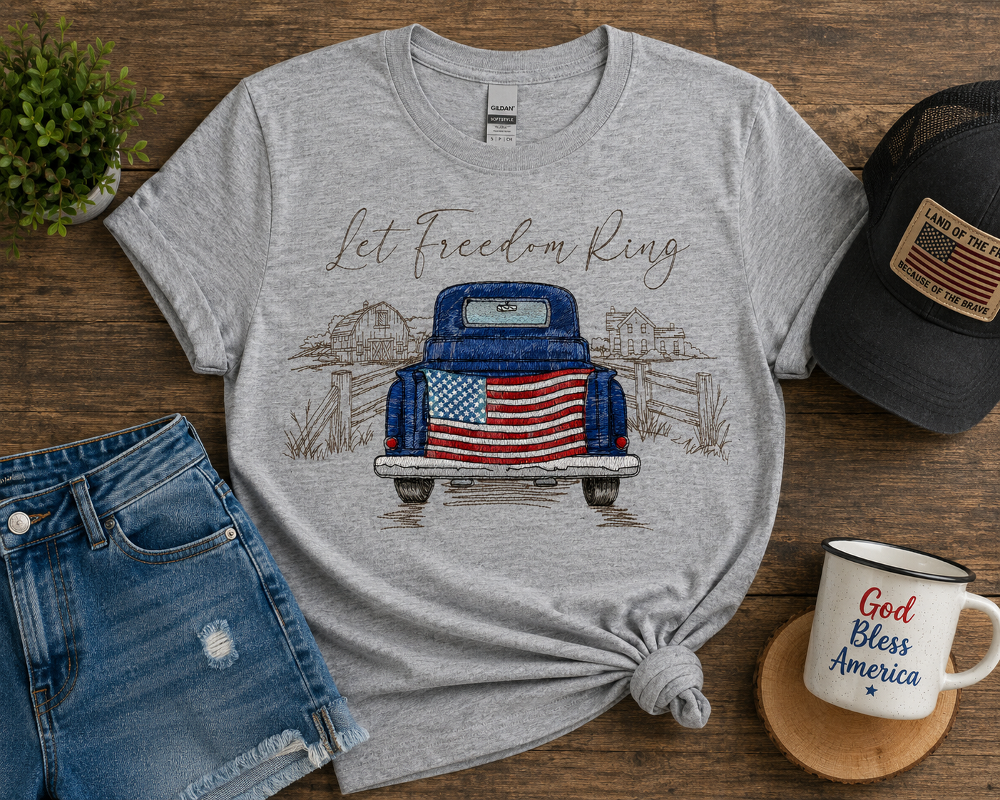 Let Freedom Ring Patriotic Truck Shirt ❤️🤍💙✨