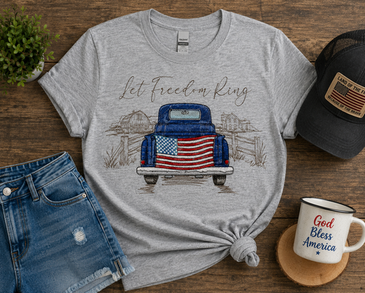 Let Freedom Ring Patriotic Truck Shirt ❤️🤍💙✨