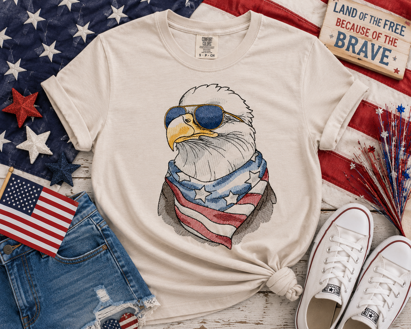 Patriotic Eagle Embroidered Shirt 🦅✨