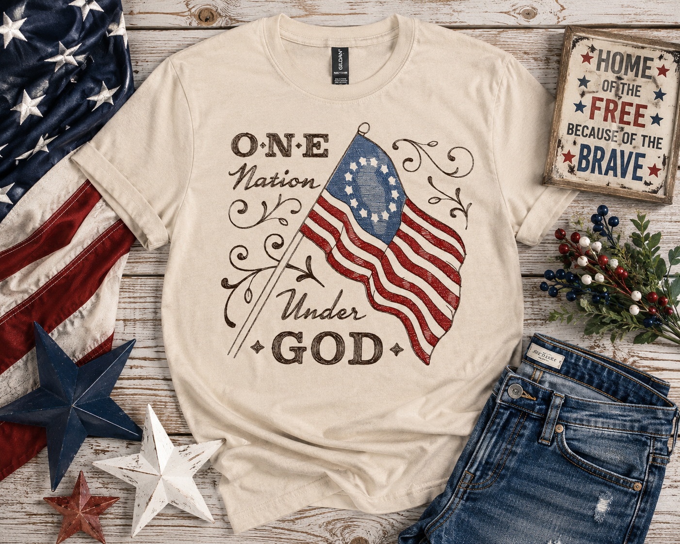 One Nation Under God Patriotic Shirt ✨