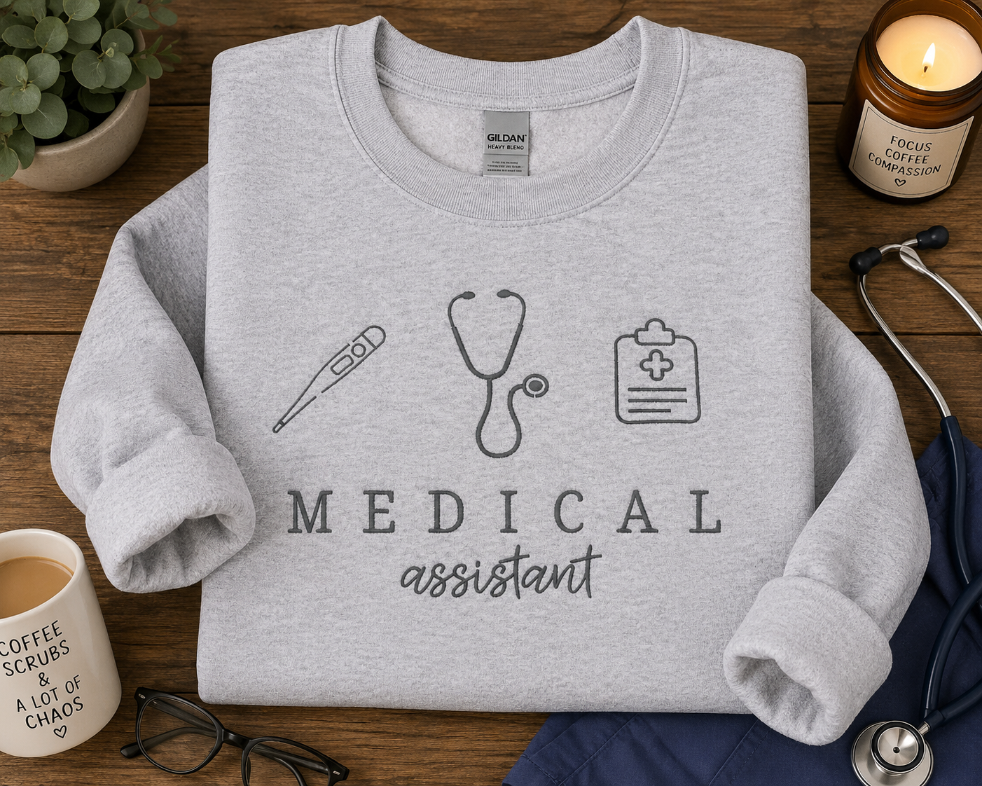 Medical Assistant Embroidered Design | Healthcare Worker Apparel
