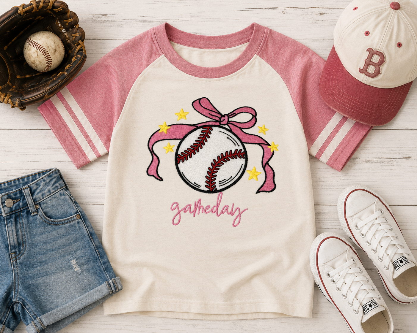 Embroidered “Game Day” Baseball T-Shirt ⚾🎀