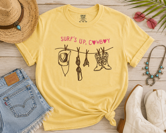 “Surf’s Up, Cowboy” Embroidered T-Shirt 🌊🤠