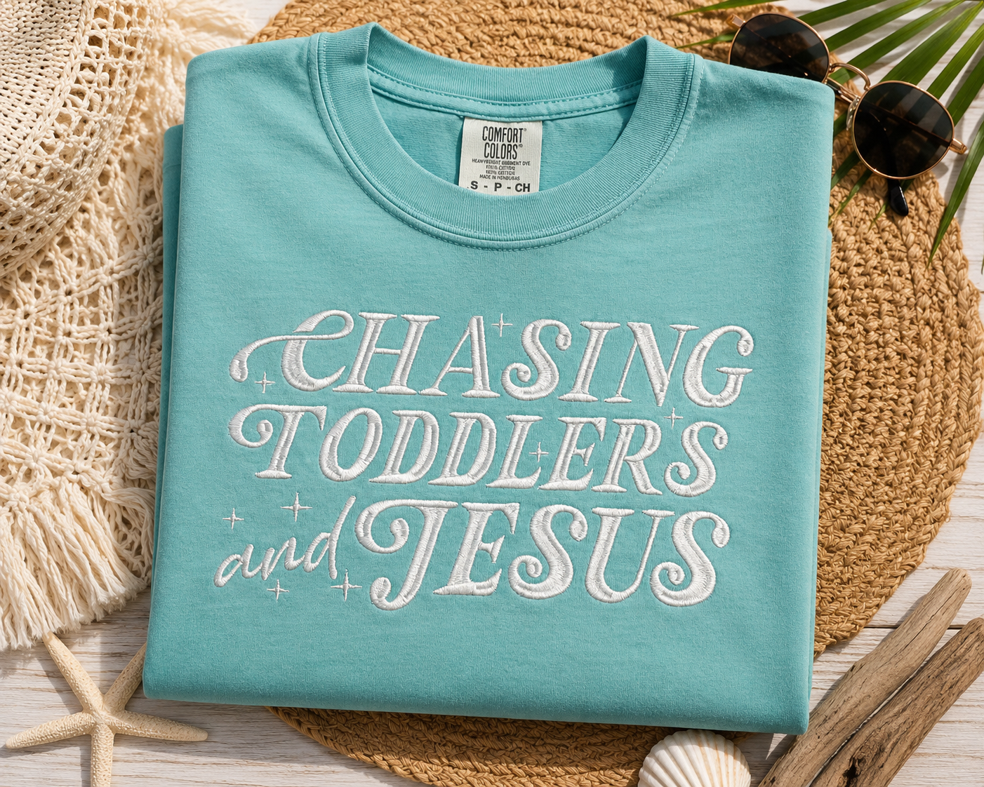 Chasing Toddlers and Jesus Embroidered Shirt ✨💙