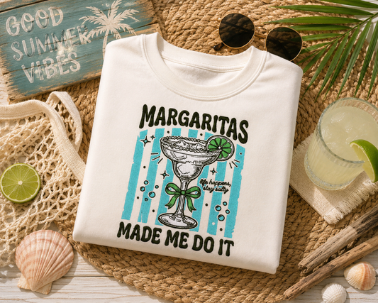 Margaritas Made Me Do It Embroidered Shirt  🍹☀️
