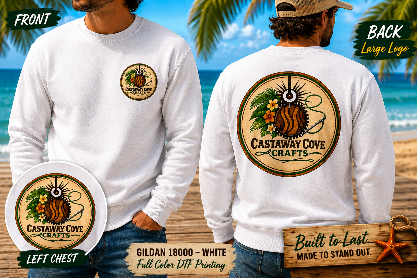 🖨️ Custom DTF Printed Crewneck Sweatshirts| Full Color Business & Logo Apparel