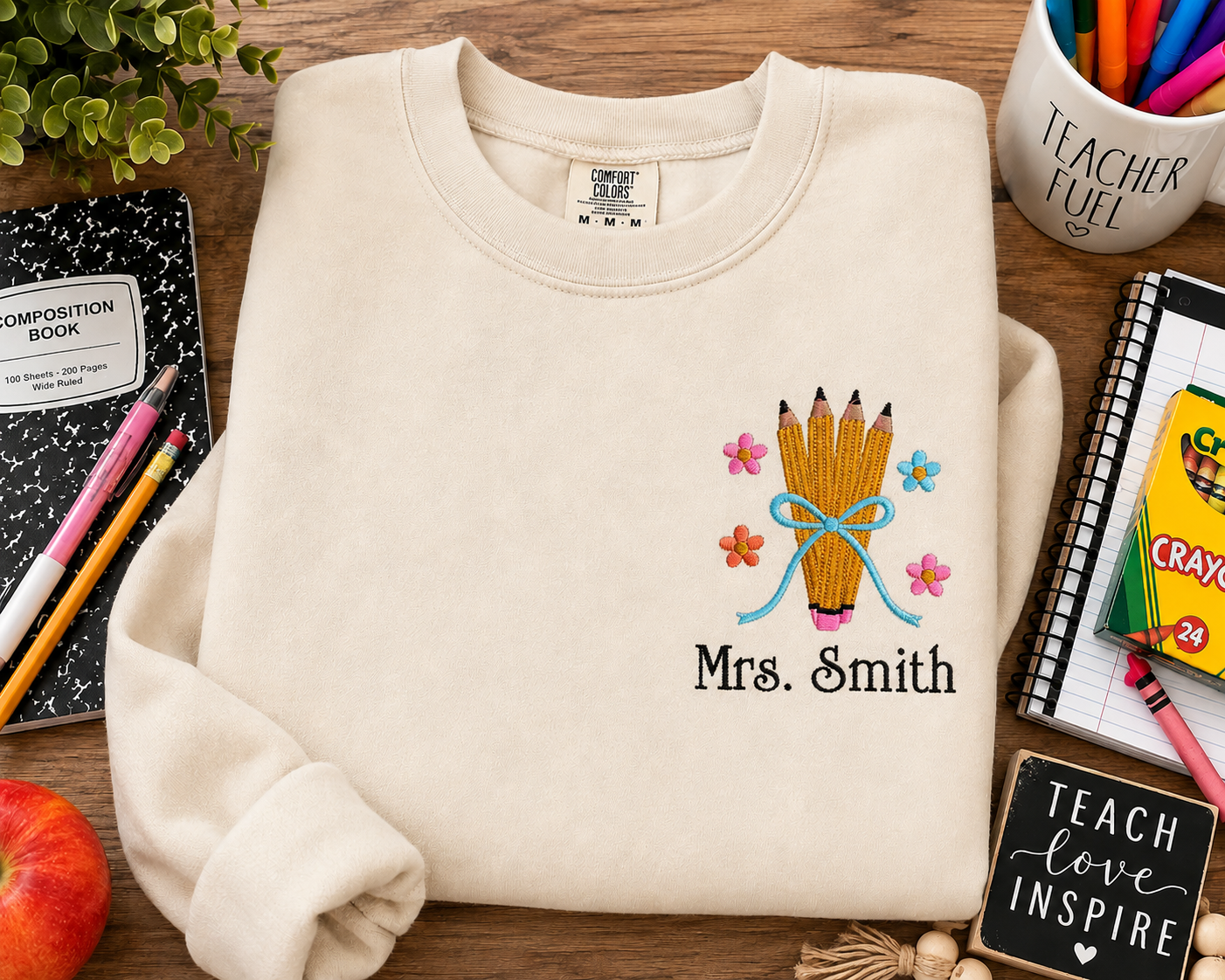 ✏️ Personalized Pencil Bundle Embroidered Shirt