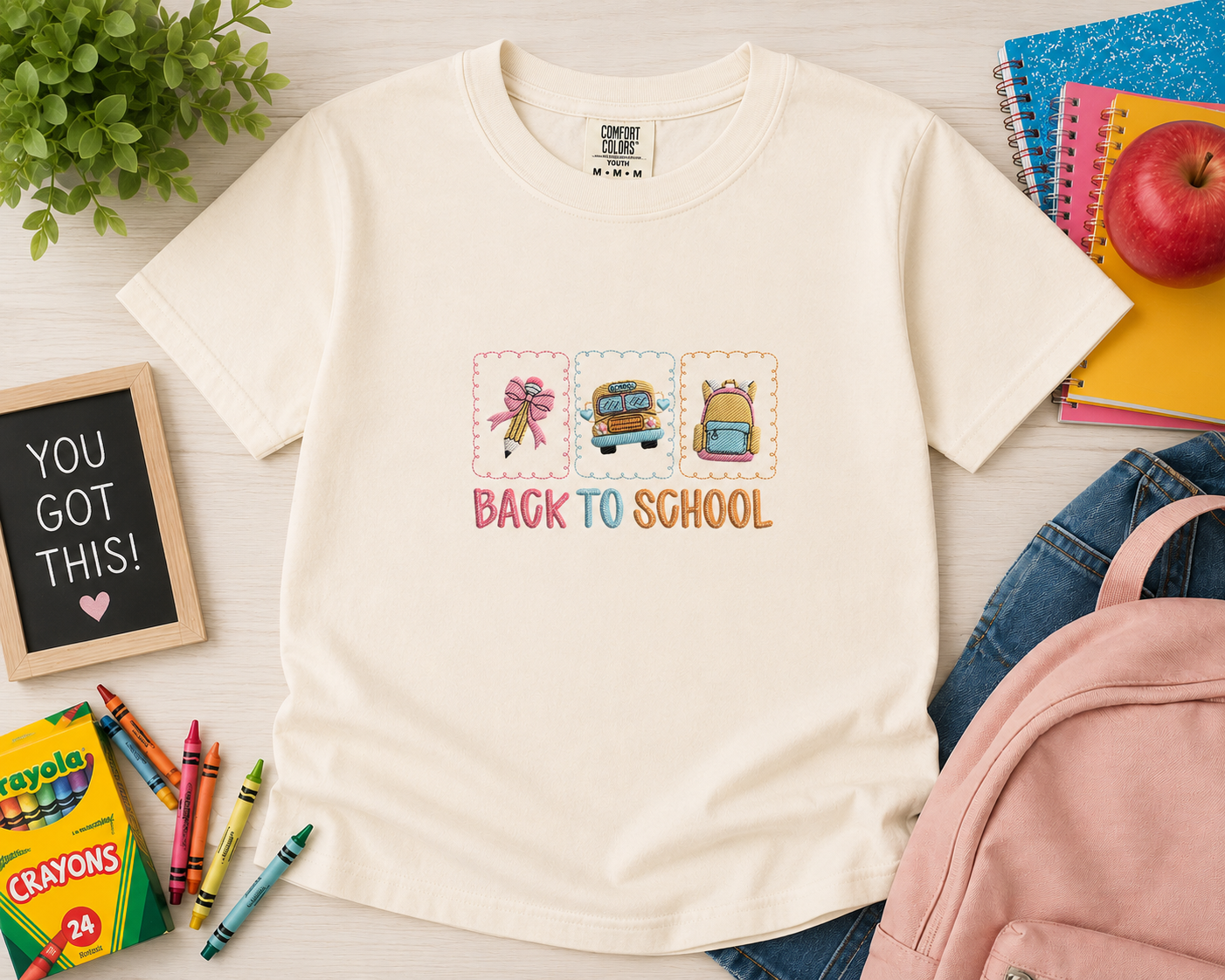 🎒 Back to School Embroidered Youth Shirt