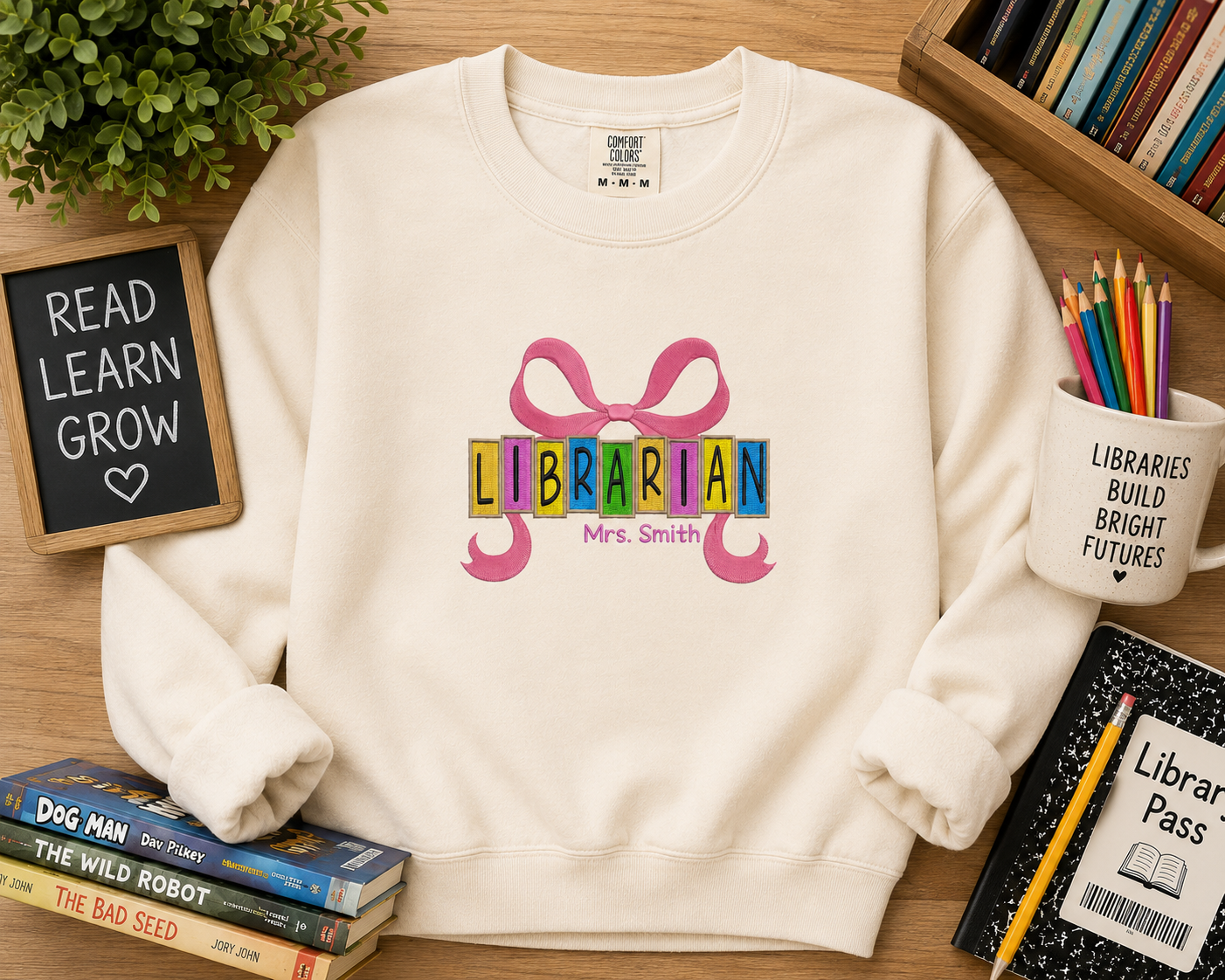 📚 Personalized Librarian Embroidered Shirt