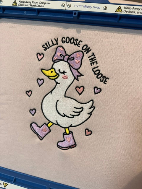 “Silly Goose on the Loose” Embroidered Sweatshirt 🪿💖