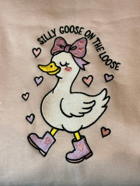 “Silly Goose on the Loose” Embroidered Sweatshirt 🪿💖