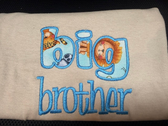 “Big Brother” & “Little Sister” Appliqué Kids T-Shirt 🐘💙💖