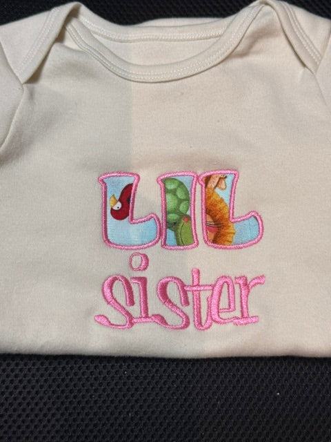 “Big Brother” & “Little Sister” Appliqué Kids T-Shirt 🐘💙💖