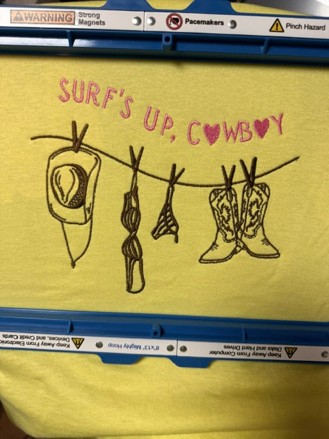“Surf’s Up, Cowboy” Embroidered T-Shirt 🌊🤠