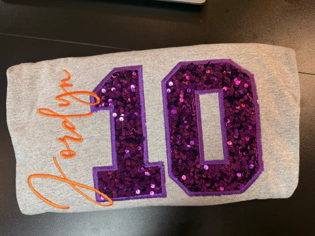 Custom Sequin Team Number Sweatshirt with Name ✨