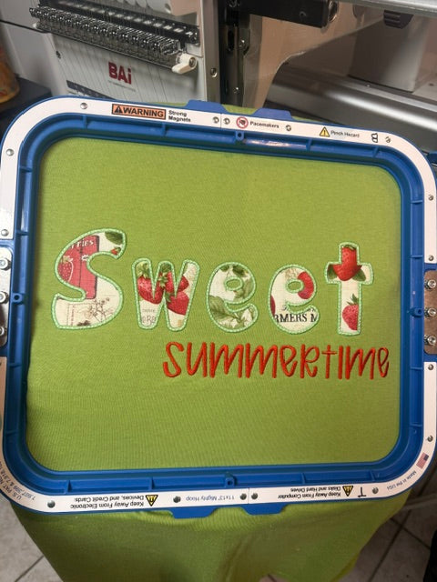 “Sweet Summertime” Strawberry Appliqué T-Shirt 🍓☀️