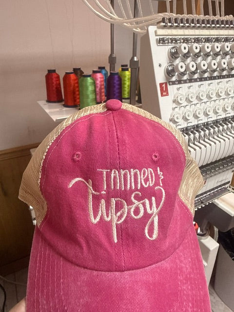 Tanned & Tipsy Embroidered Vintage Washed Hat