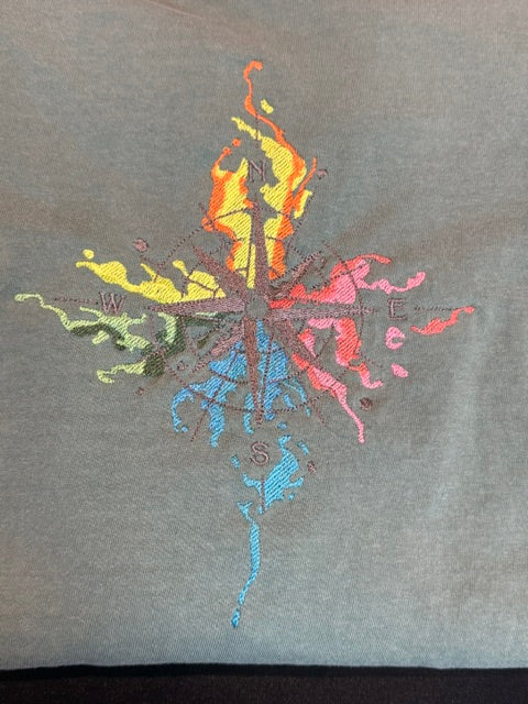 🧭 Color Splash Compass Embroidered Tee 🧭