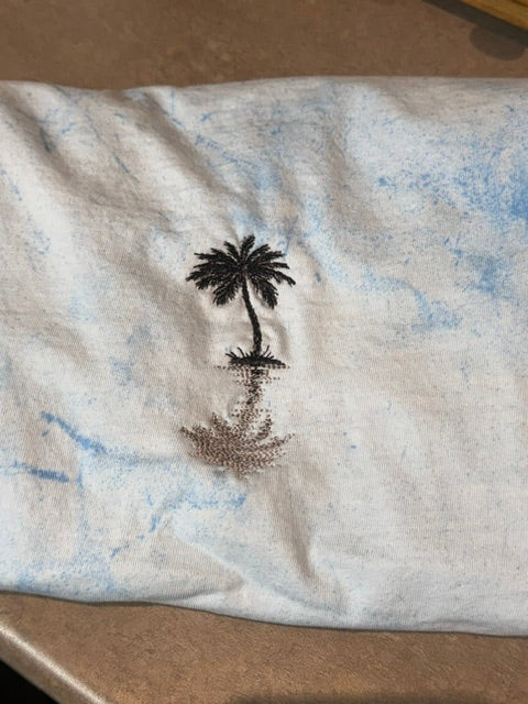 🌴 Minimal Palm Embroidered Tie-Dye Tee 🌴