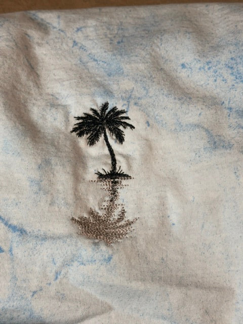 🌴 Minimal Palm Embroidered Tie-Dye Tee 🌴