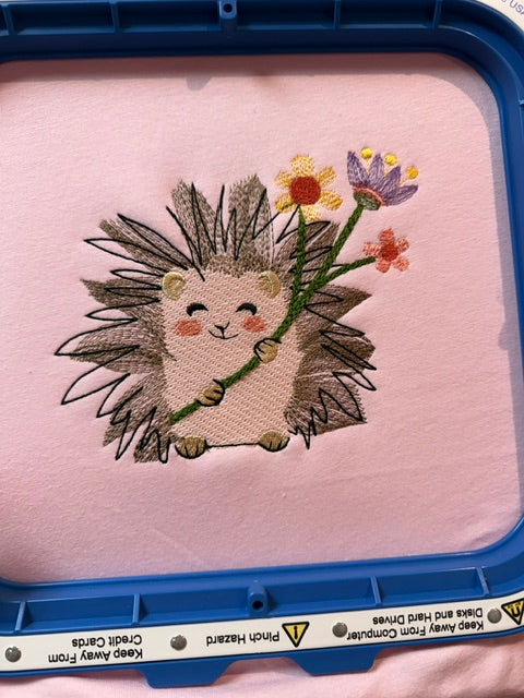 Embroidered Hedgehog Kids T-Shirt 🦔🌸