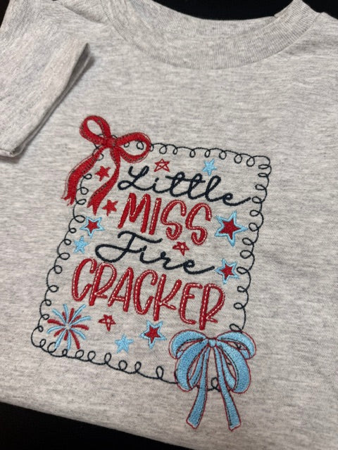 “Little Miss Firecracker” Kids Embroidered T-Shirt✨