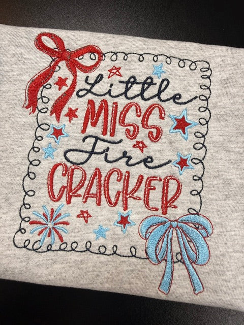 “Little Miss Firecracker” Kids Embroidered T-Shirt✨