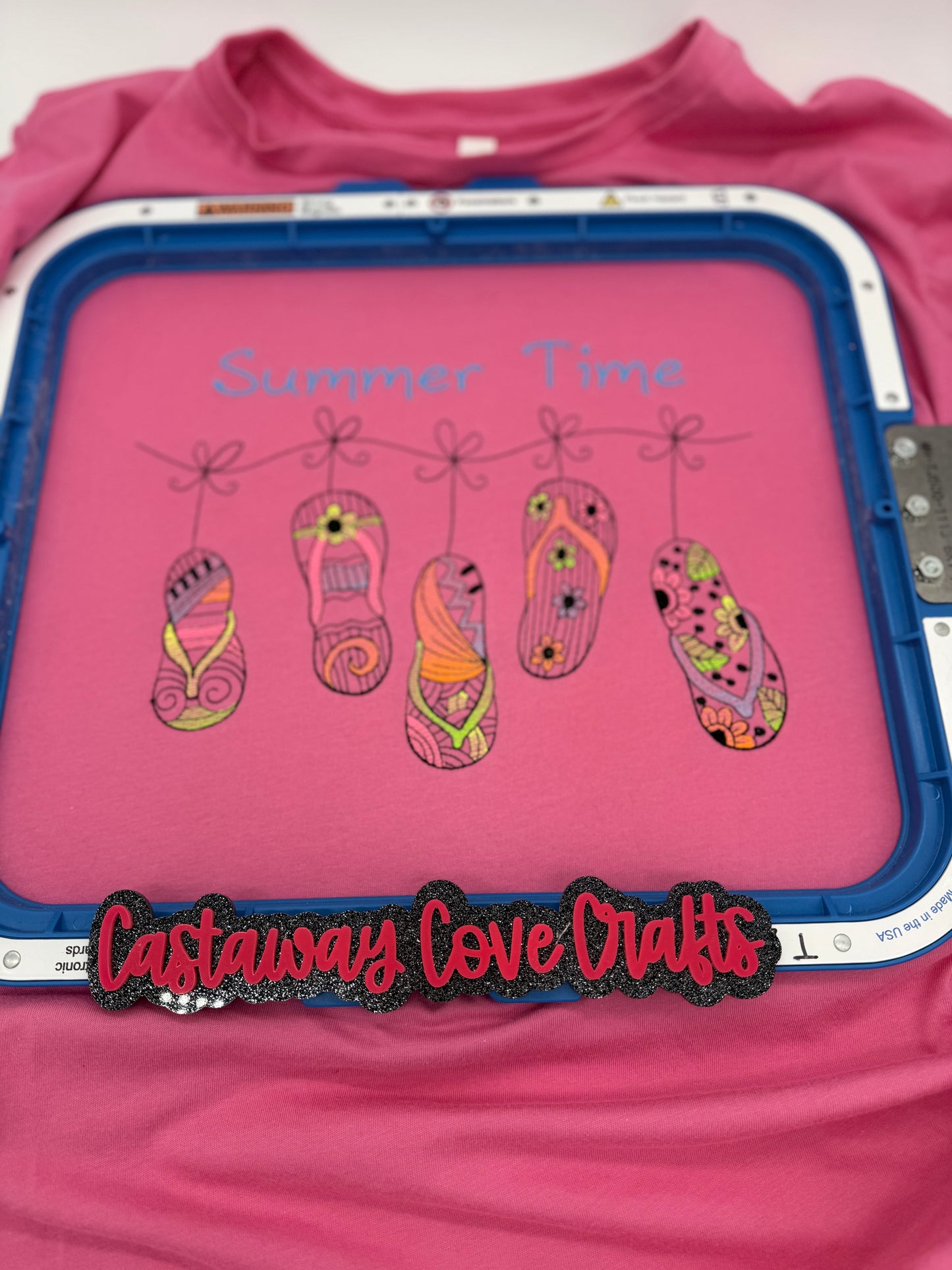 Summer Time Flip Flops Embroidered Shirt ☀️🩴🌺