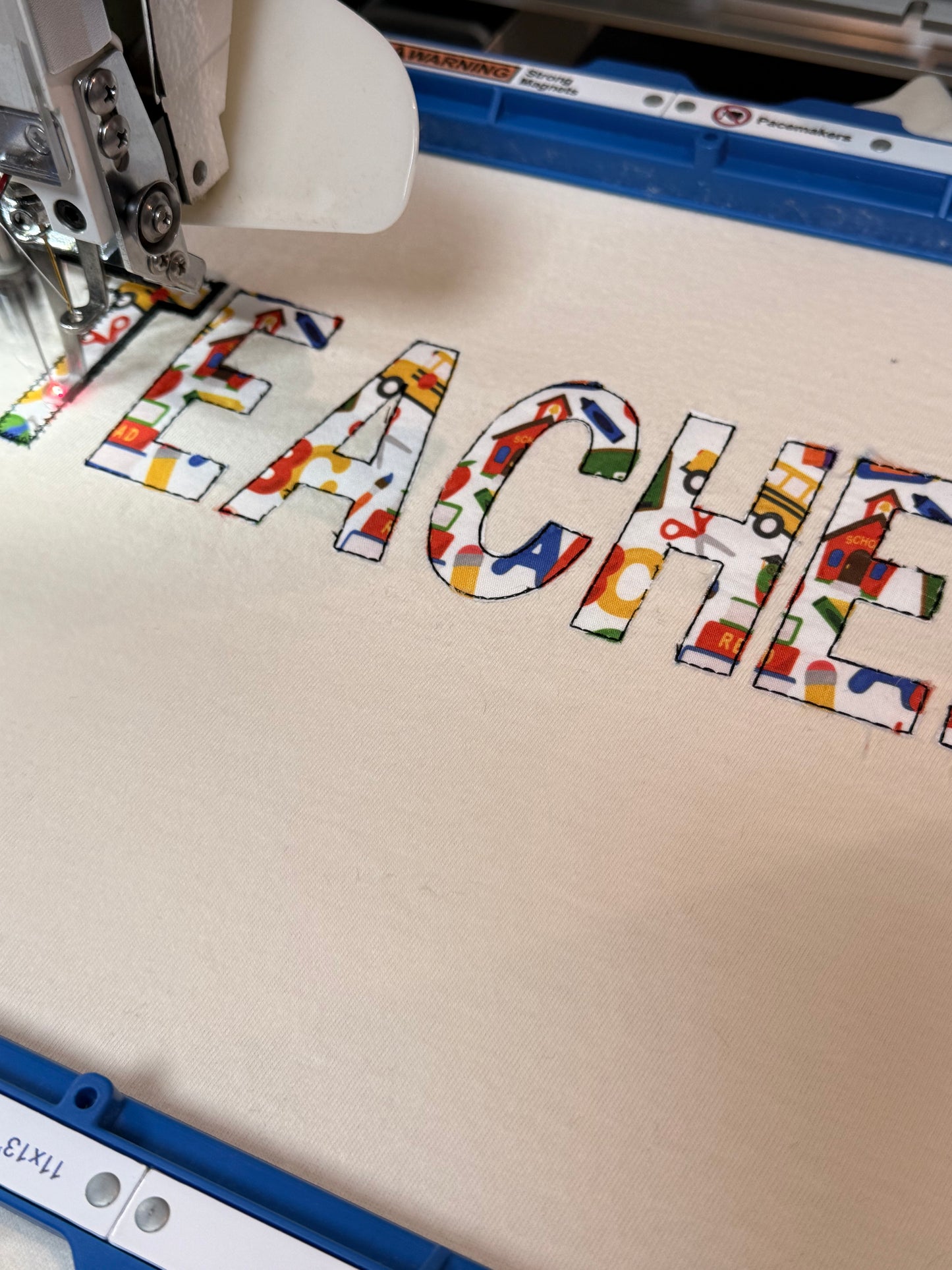 🍎 Teacher Appliqué & Embroidered Sweatshirt ✏️📚