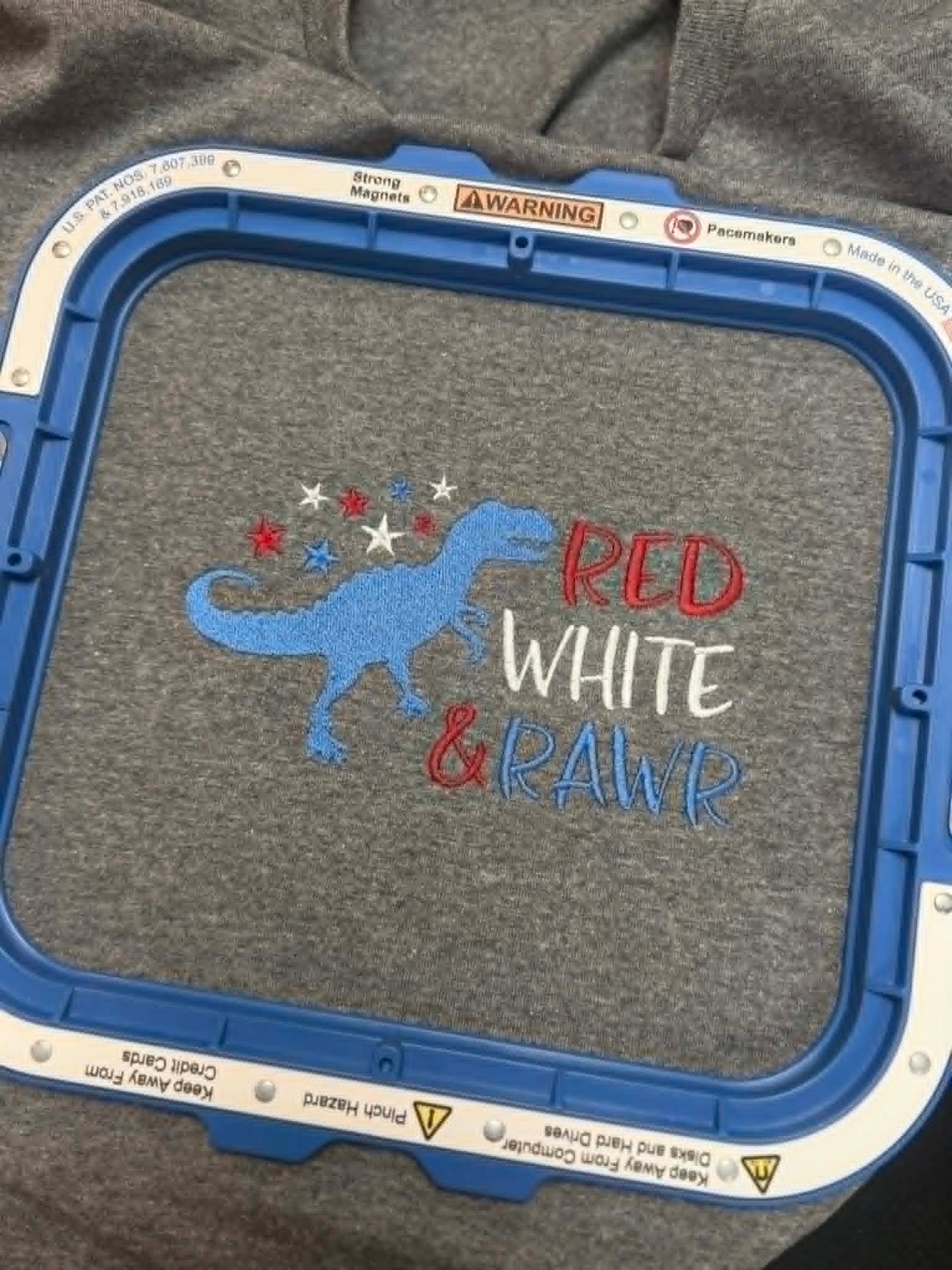 “Red, White & Rawr” Kids Embroidered T-Shirt 🦖