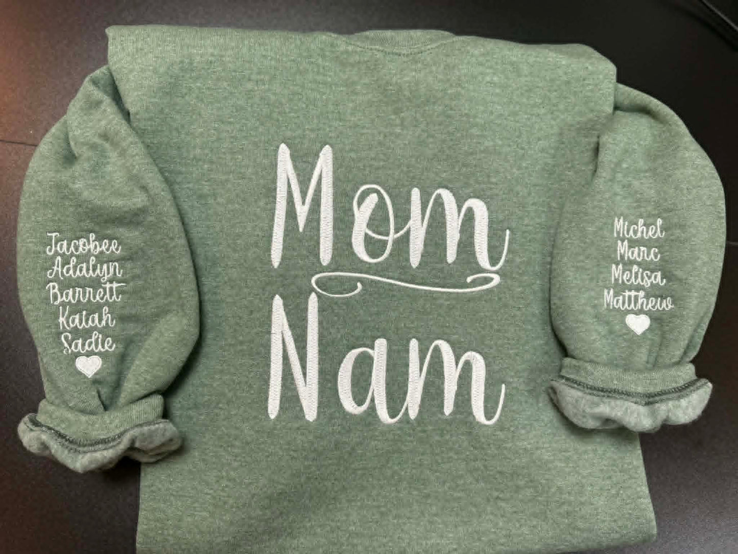 “Mom / Nam/ Gram” Personalized Sleeve Sweatshirt 💗