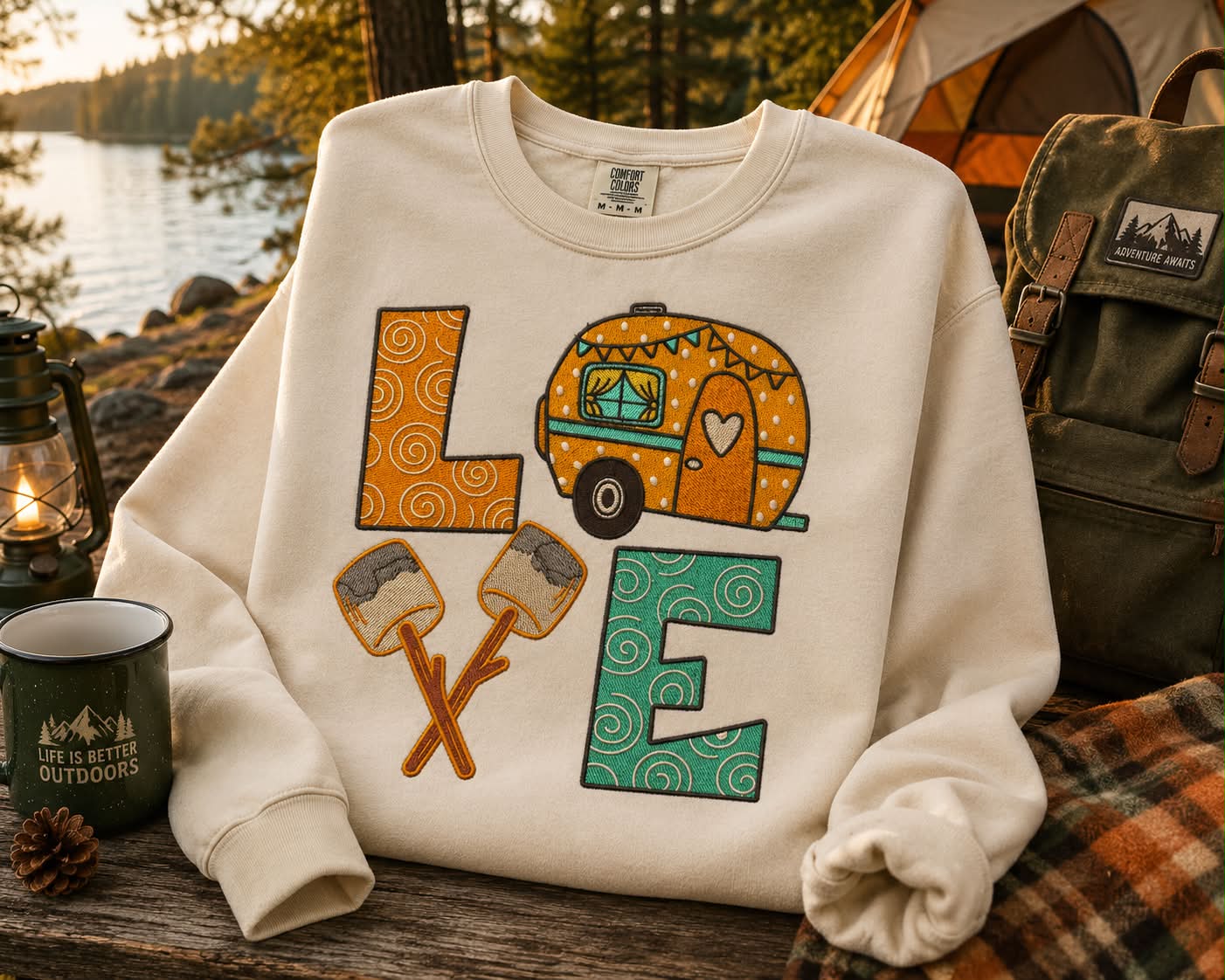 🧡 Camping LOVE Embroidered Shirt 🧡